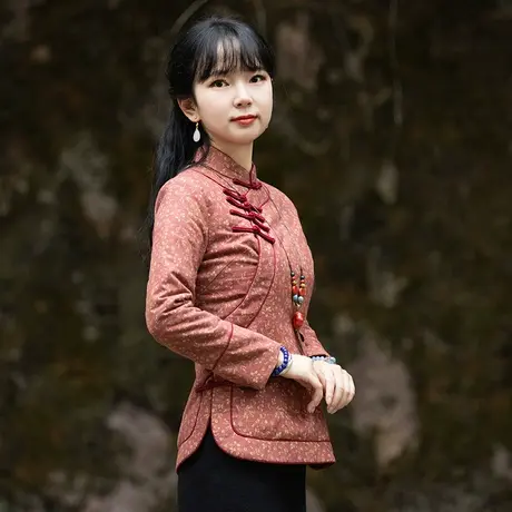 筠雅改良唐装女棉袄冬装加厚保暖夹棉旗袍上衣棉衣棉服中式女装商品大图