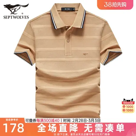 七匹狼男士短袖T恤男2023夏季新款翻领绣花透气Polo衫休闲男装潮商品大图