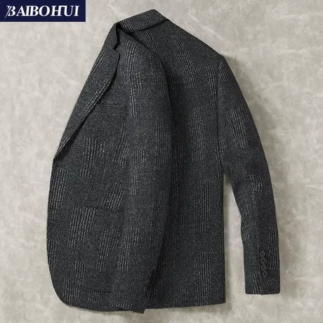 休闲西装男士中年商务外套秋季新款时尚单件小西服男修身百搭上衣商品大图