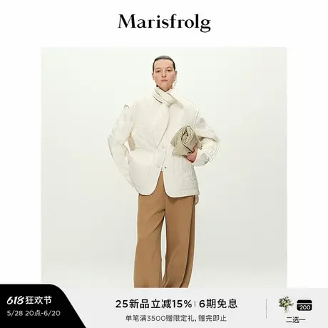 【时装羽绒】Marisfrolg玛丝菲尔2025春新款花卉刺绣白色羽绒外套图片