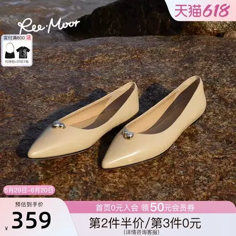 REEMOOR2025年新款韩版平底尖头浅口单鞋女软皮软底舒适女鞋图片