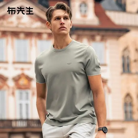 MrBu布先生马鞍肩圆领针织t恤2025春夏字母logo凉感短袖男ET16207商品大图