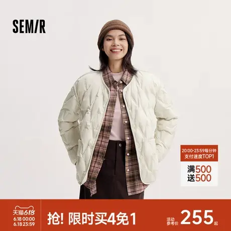 [商场同款]森马羽绒服女薄款圆领内搭宽松2024冬新款防水防风外套商品大图