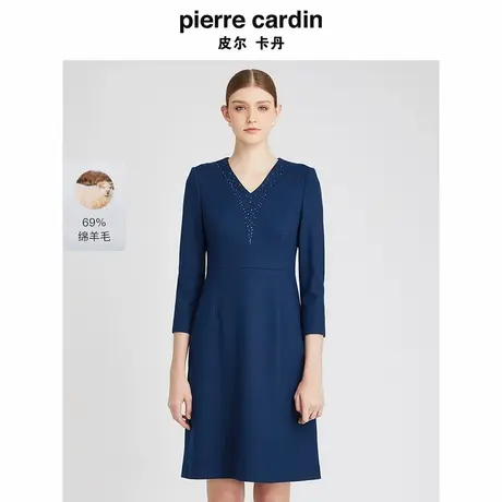 【皮尔卡丹女装】冬季端庄优雅修身羊毛连衣裙【专柜正品】图片