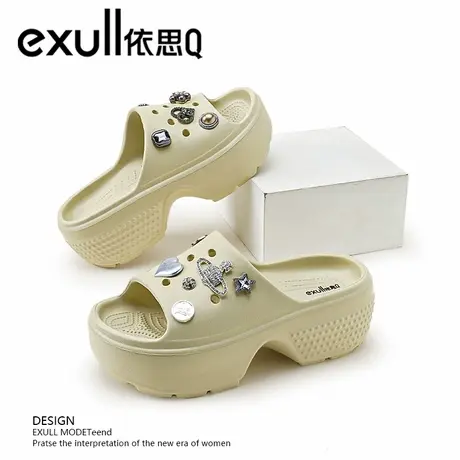 exull/依思Q拖鞋女夏新款户外防滑一字拖女厚底增高沙滩雪屋凉鞋商品大图