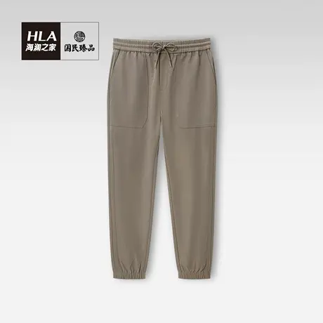 HLA/海澜之家松紧腰宽松直筒休闲秋冬季运动风运动长裤子束脚男图片