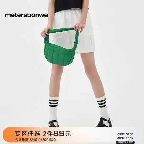 美特斯邦威工装短裤女士百搭2025秋季新款潮流休闲运动松紧腰中裤图片