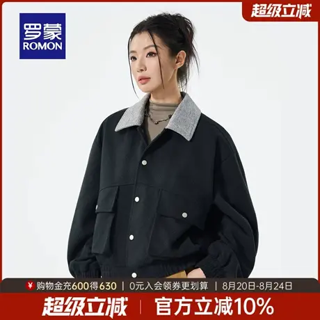 罗蒙女士潮流百搭复古夹克2025秋季新款宽松百搭短款外套日常上衣商品大图