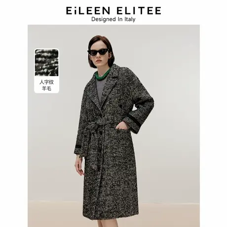 朗姿欧洲EiLEEN ELITEE2024冬季新款羊毛复古长大衣法式毛呢外套图片