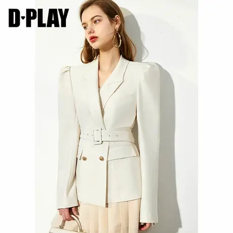 DPLAY德帕拉早春新款白色复古休闲泡泡袖西装外套ol职场上衣商品大图