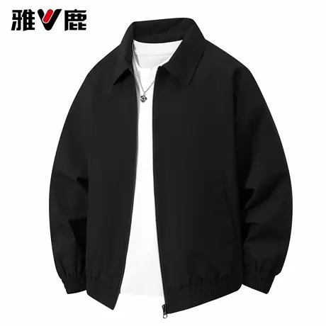 雅鹿2026春秋季新款翻领宽松简约商务休闲夹克衫男纯色高级感外套图片