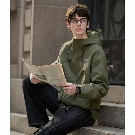 【三防】唐狮秋季外套男连帽夹克工装休闲黑色男冲锋少年上衣TUTA图片