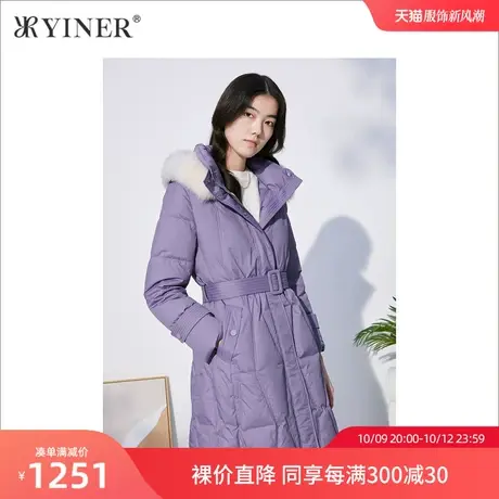 音儿美地女装2022冬新款长款可拆卸狐狸毛领加厚鹅绒羽绒服商品大图