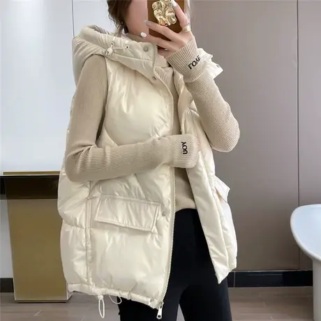 2023秋冬季新款亮面羽绒棉马甲女短款韩版宽松坎肩百搭背心外套潮图片