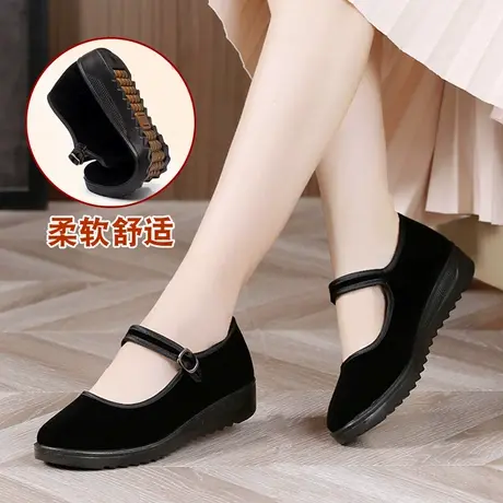 老北京布鞋女新款正品牛筋底单鞋黑色工作鞋软底舒适上班鞋不累脚商品大图