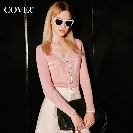 COVER秋季羊毛混纺长袖小香风针织衫商品大图