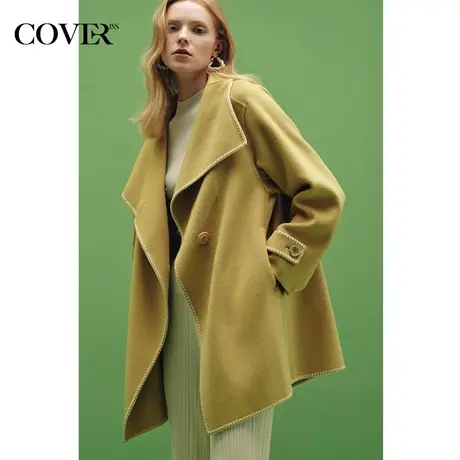 COVER冬季纯羊毛一手长两穿领轻商务毛呢外套图片