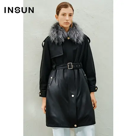 INSUN恩裳线上专选春季毛领兔毛皮内胆派克服商品大图