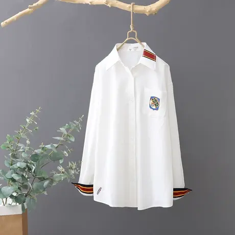 2023春夏新款白衬衫女设计感小众长袖宽松外套衬衣韩版刺绣薄开衫图片