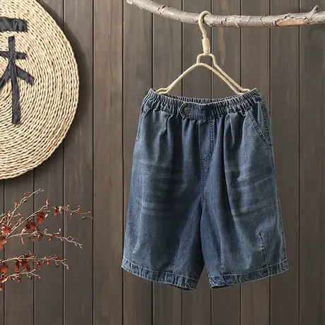 枫谜2022年夏季新款文艺复古牛仔短裤女直筒牛仔中裤休闲五分裤图片
