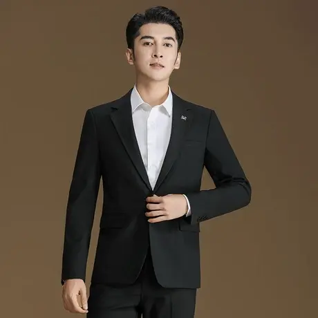 单西装男商务休闲职业正装黑色春秋季外套韩版修身免烫男士西服图片