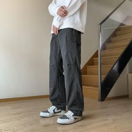 美式军绿色工装裤子男尼龙防水机能冲锋裤侧边拉链专业徒步登山裤商品大图