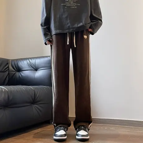 cityboy日系灯芯绒裤子男款秋季美式复古ins宽松休闲加绒直筒长裤商品大图