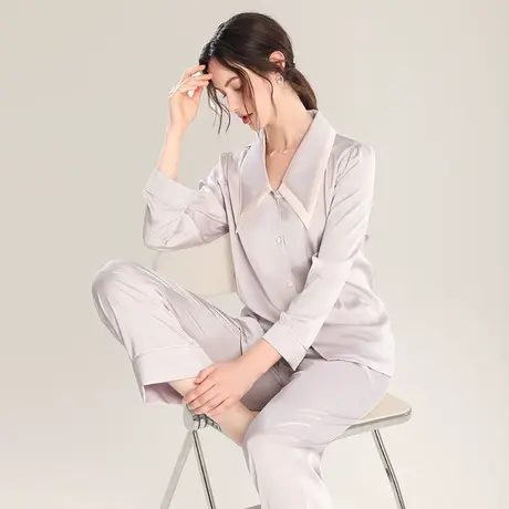 法式睡衣秋女夏天2024年新款春秋冰丝长袖女款秋季家居服秋款套装商品大图