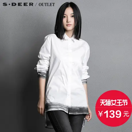 【清仓】sdeer圣迪奥设计感抽象艺术印花长袖衬衫S15380503图片