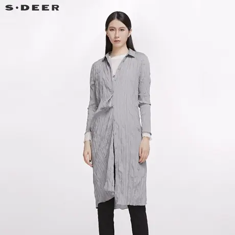 sdeer 圣迪奥 女装经典简洁抓皱肌理感衬衫S20180518图片
