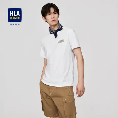 HLA/海澜之家凉感冰爽棉圆领短袖T恤舒适时尚字母印花短袖男图片