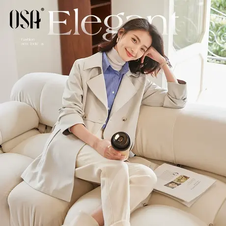 OSA欧莎中长款今年流行小个子风衣外套女2022年新款秋季高端大衣商品大图
