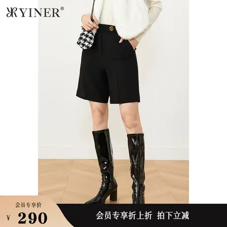 YINER音儿女装秋季宽松百搭高腰短休闲裤商品大图