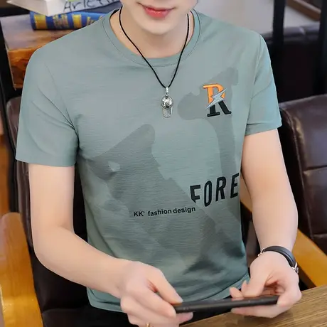 港士博纯棉t恤男士长袖夏天短白色春秋季体上衣服装2021年打底衫商品大图