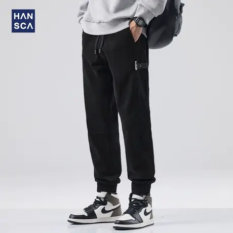 hansca日系复古束脚休闲裤男潮牌秋季纯棉痞帅宽松大码哈伦工装裤商品大图