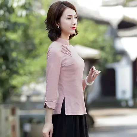 筠雅唐装女装中国风旗袍式上衣盘扣复古茶服中式民族风女装春秋商品大图