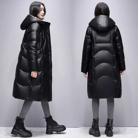 雪中飞羽绒服女2023新款冬季连帽中长款保暖防寒时尚休闲韩版外套图片