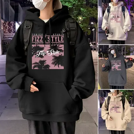 连帽卫衣男秋冬季新款2023潮流帽衫美式ins潮牌外套情侣宽松上衣商品大图