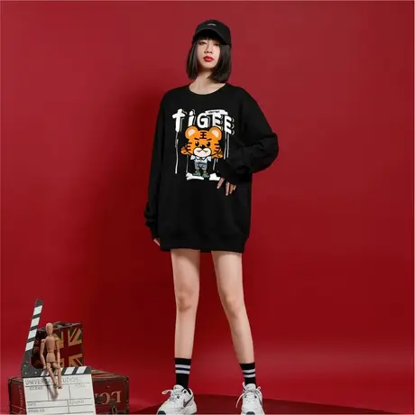 Ohlyah虎年卫衣女2023年春秋新款韩版圆领宽松百搭显瘦bf慵懒风图片