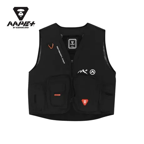 AAPE+运动男装秋款山系印花军风工装口袋潮流马甲外套7533XXI商品大图