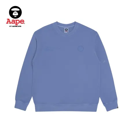 Aape旗舰店男装秋冬字母刺绣纯色简约宽松版薄绒圆领卫衣3898XXJ商品大图