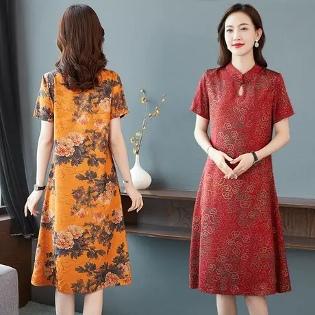 旗袍2022年新款女夏季改良时尚中老年日常中国风连衣裙国潮中长款图片