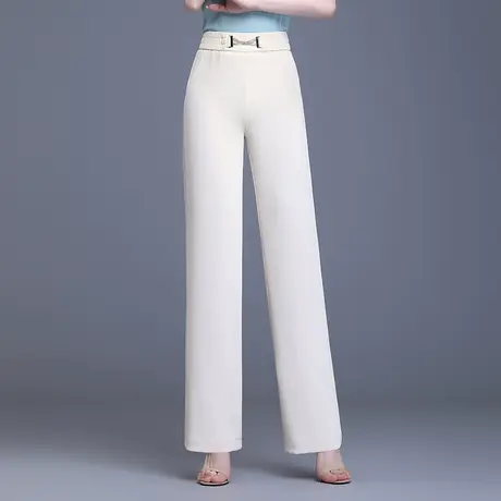 冰凉丝休闲裤高腰阔腿裤宽松显瘦长裤女夏季2023新款时尚百搭裤子商品大图