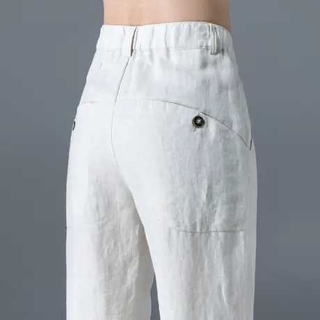 休闲亚麻裤女夏季薄款九分哈伦裤2023新款棉麻女裤夏白色夏天裤子商品大图