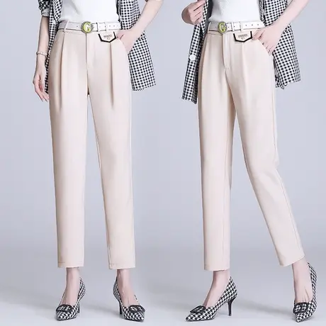 高腰哈伦裤子女秋季薄款宽松显瘦百搭烟管裤韩版小个子职业西装裤商品大图