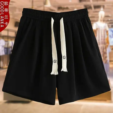 中年妈妈装夏季短裤子薄款外穿宽松加肥加大码女装松紧腰阔脚西裤图片