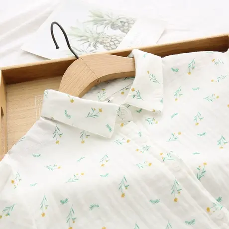 日系双层棉纱田园碎花柔软纯棉打底衬衫女秋冬装复古亲肤百搭衬衣商品大图