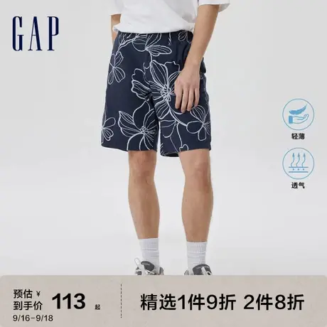 【轻透气系列】Gap男装夏季新款度假泡泡纱短裤中裤714146沙滩裤图片