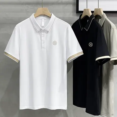 夏季Polo衫男短袖t恤男士半袖上衣潮流商务休闲2023新款男装体恤商品大图