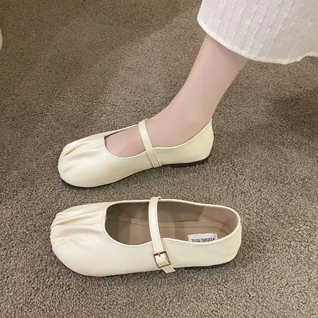 单鞋夏季女2023新款不累脚软底奶奶瓢鞋平底玛丽珍皮鞋春秋豆豆鞋商品大图